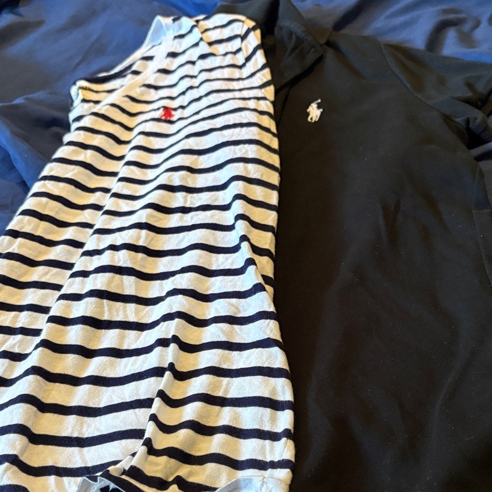 Ralph Lauren Navy Striped Tee and Black Polo